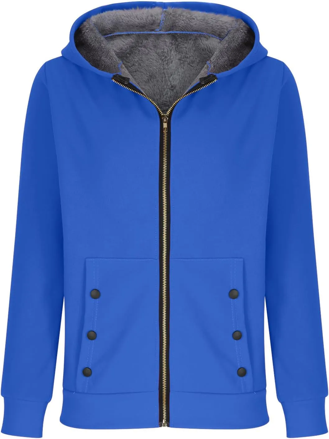 Hoodies for Women Winter Warm Fleece Sweatshirt Full Zip Up Thick Sherpa Lined Hooded Jackets Slim Fit Solid Jacket