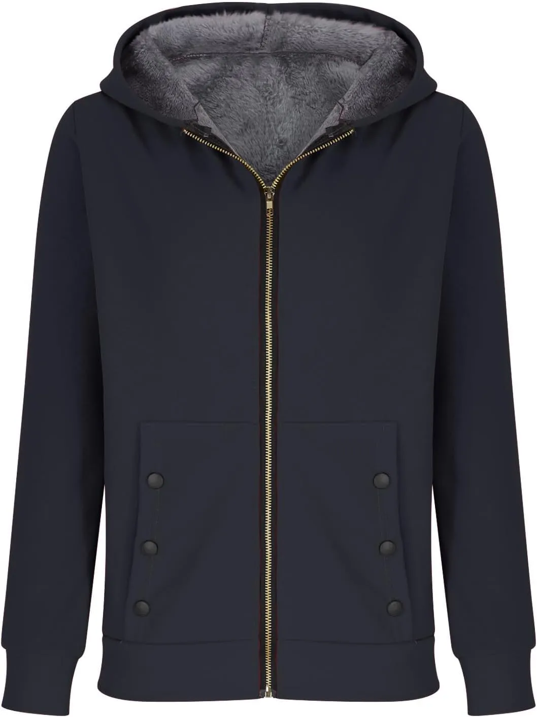 Hoodies for Women Winter Warm Fleece Sweatshirt Full Zip Up Thick Sherpa Lined Hooded Jackets Slim Fit Solid Jacket