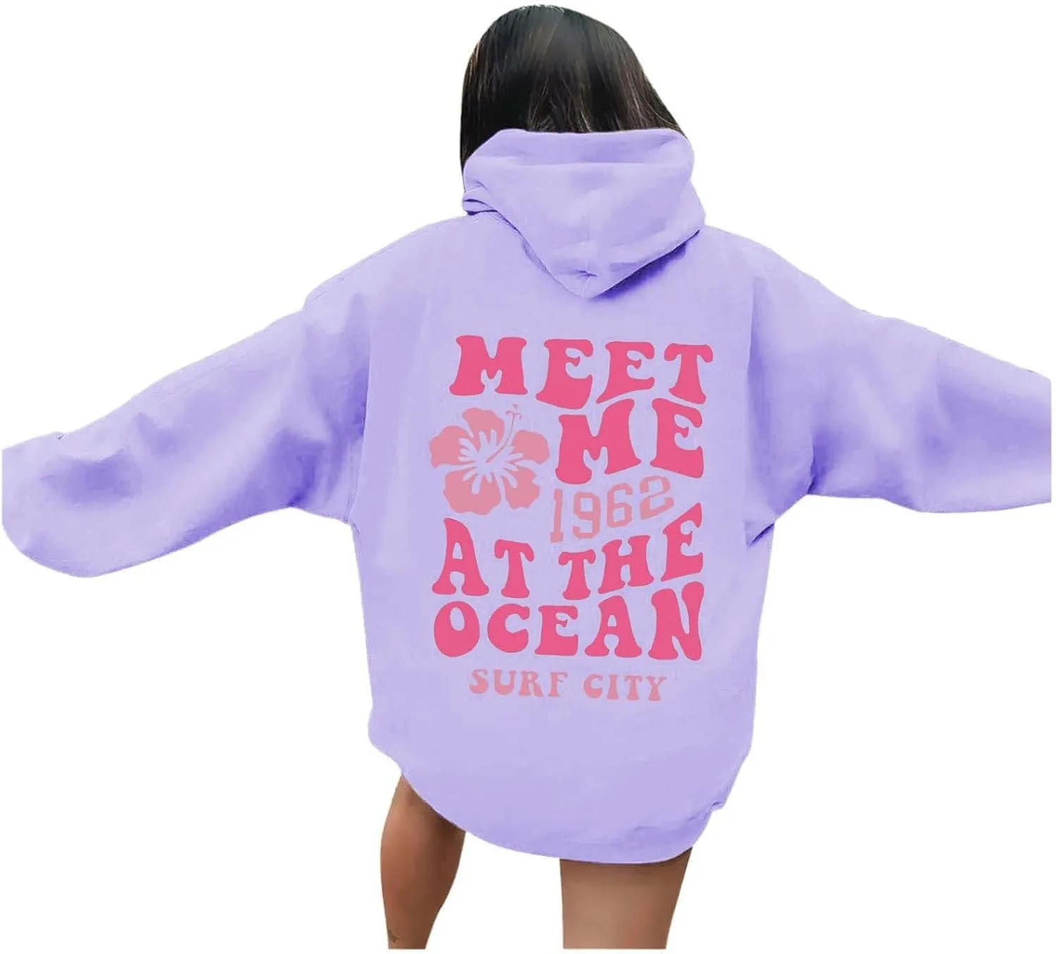 Hoodies Sweatshirt for Women Graphic Trendy Cute Y2K Clothes Girls Pullover Oversized Pink Palm Puff Preppy Hoodies