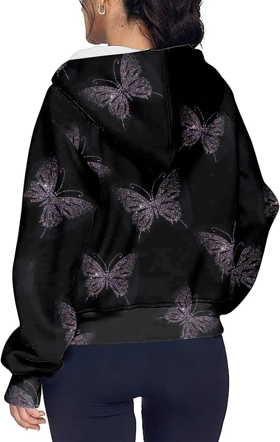 Hoodies Women Long Sleeve Zipper Hoodies Y2K Thumb Hole Tie Dye Fall Sweatshirts Jacket Tunic Pullover With Pocket
