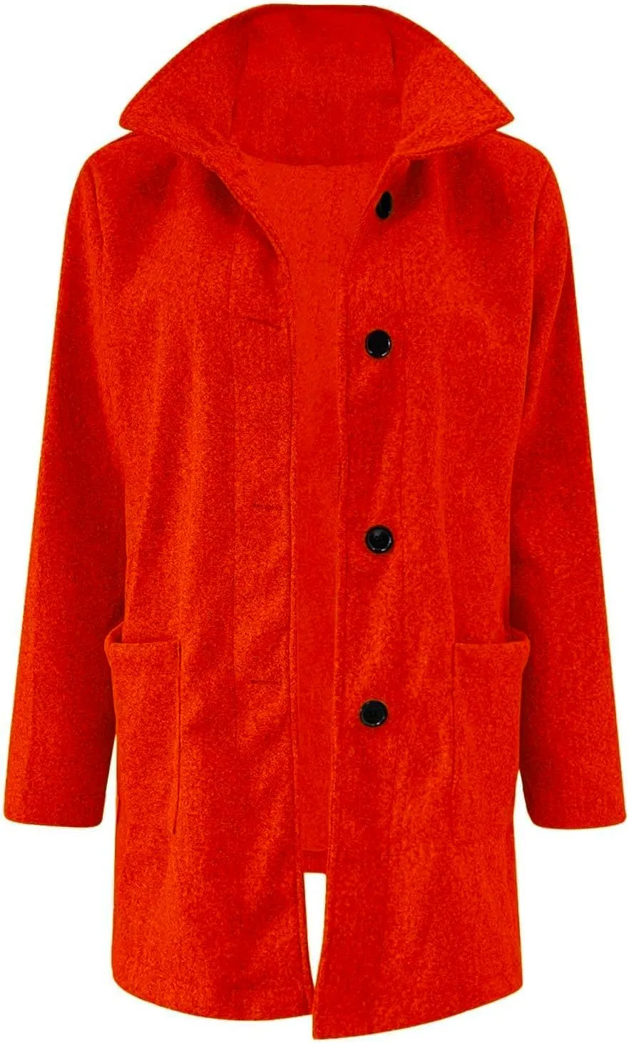 HXHYQKP Pea Coats for Women Long Winter Stand Collar Single Breasted Wool Coats Wool Blend Peacoat Thicken Jacket