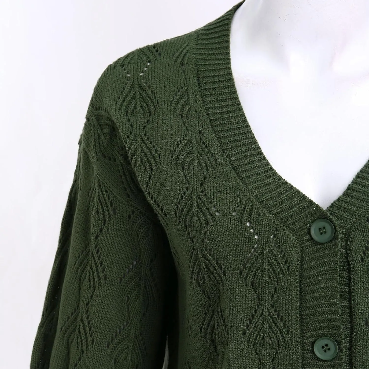 iLH Womens Cardigan 2024 Fall Lightweight Open Front Sweater V Neck Button Down Knit Outerwear Loose Crochet Jacket