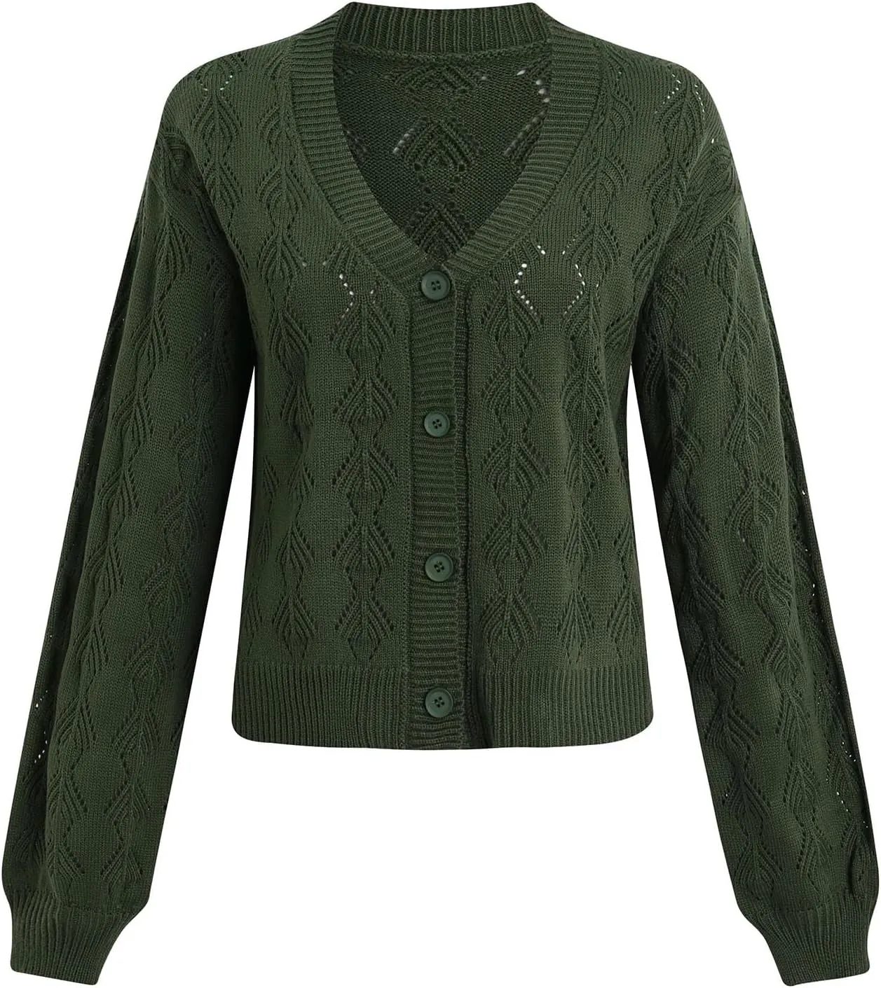 iLH Womens Cardigan 2024 Fall Lightweight Open Front Sweater V Neck Button Down Knit Outerwear Loose Crochet Jacket