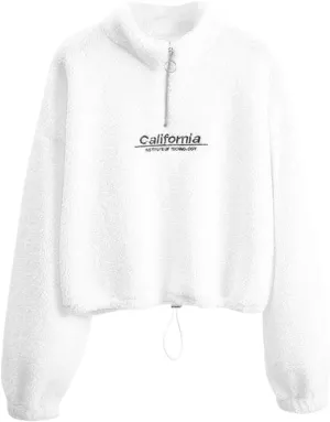 iLH Womens Cropped Fleece Hoodies Stand Collar Zip Up Pullover Sweatshirts For Women Soft Thermal Streetwear Leisure Hoodies
