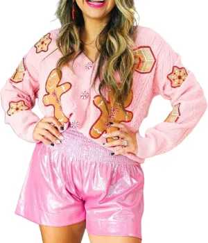 KMBANGI Women Cute Christmas Cardigan Button Down Sequin Nutcracker Ugly Sweater Xmas Open Front Knitted Pullover Top