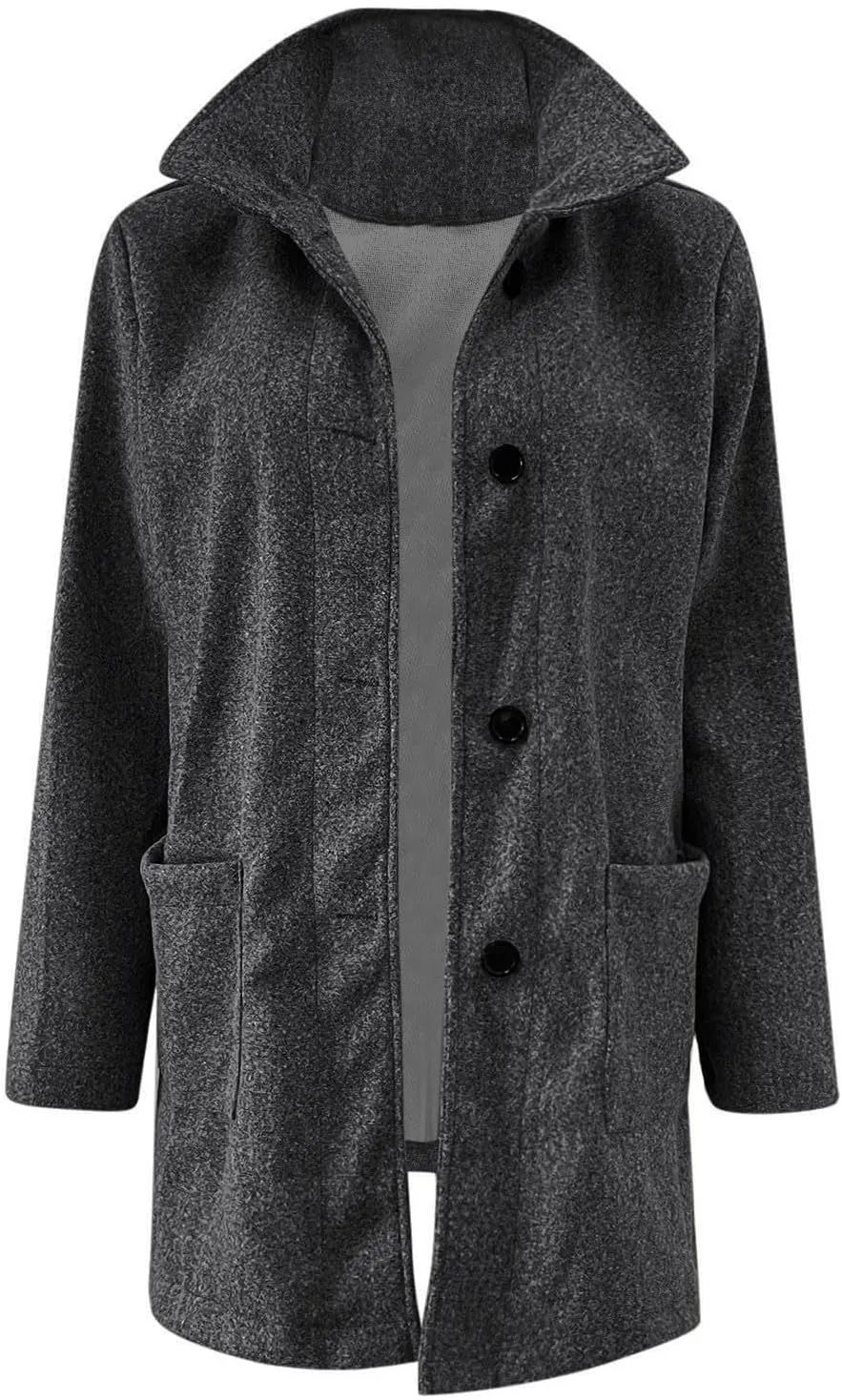 Kubbon Women's Winter Wool Blend Pea Coat Casual Single Breasted Stand Collar Trench Coat Thicken Warm Long Jacket Overcoat