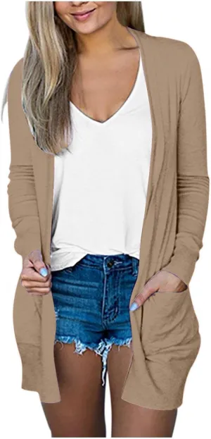 Ladies Long Sleeve Cardigan Loose Mid-Length Comfy 2025 Printed Slim Blouse Dressy Coat Tee Fashion with Pocket