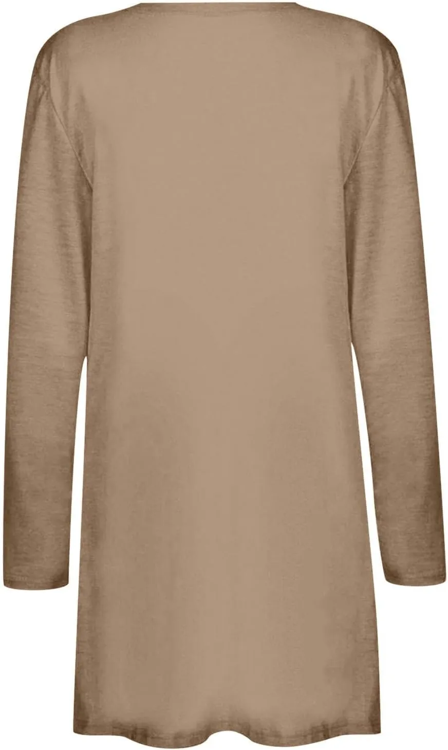 Ladies Long Sleeve Cardigan Loose Mid-Length Comfy 2025 Printed Slim Blouse Dressy Coat Tee Fashion with Pocket