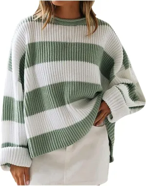 Lastesso Sweaters for Women Trendy Color Block Long Sleeve Sweater Lightweight Soft Pullover Clothes Fashion Fall Clothes
