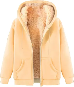 lcziwo Mens Fleece Hoodies Sherpa Lined Jacket Zip up Warm Hooded Sweatshirt Thick Thermal Windproof Winter Coats Outwear