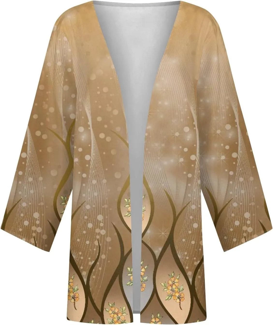 Lightweight Cardigans for Women 3/4 Sleeve Trendy Open Front Cardigan Floral Printed Comfy Dressy Cardigans