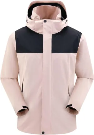 Lightweight Rain Jacket Men Full-Zip Winter Jacket Waterproof Hooded Fleece Athletic Jacket, Outdoor Windproof Jacket