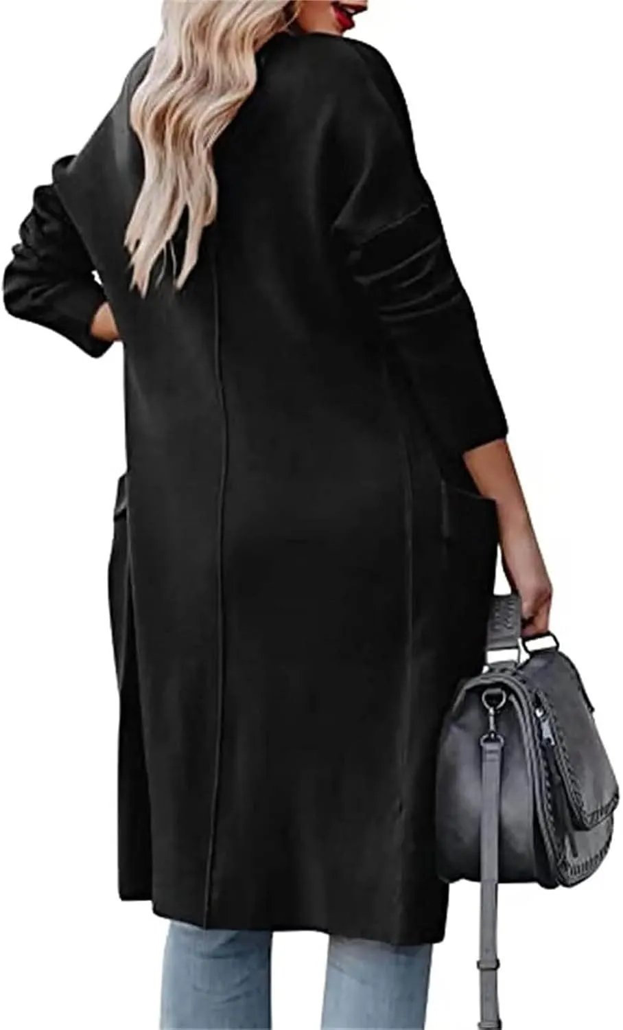 Long Cardigan Sweater for Women Trendy 2024 Oversized Knit Open Front Coatigans Casual Loose Lapel Trench Coat