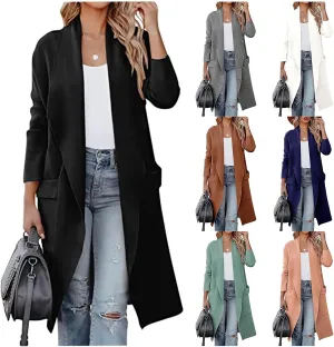 Long Cardigan Sweater for Women Trendy 2024 Oversized Knit Open Front Coatigans Casual Loose Lapel Trench Coat