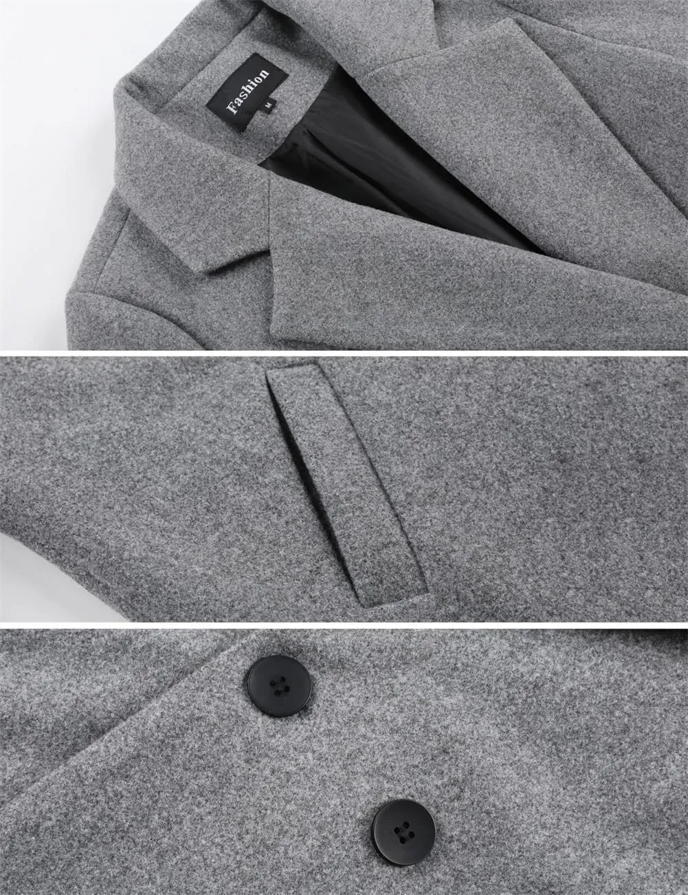 Long Pea Coats For Women Comfy, Women's Notch Lapel Double Breasted Wool Blend Mid Long Coat Jacket Outwear