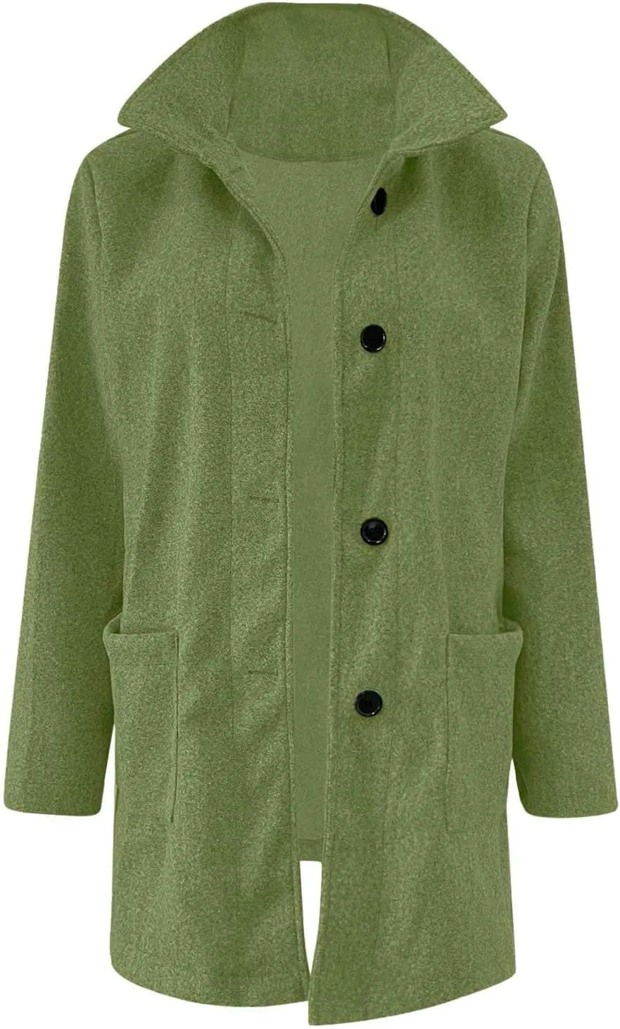 Long Pea Coats for Women Wool Coats Winter Stand Collar Single Breasted Wool Blend Peacoat Thicken Blazer Jacket with Pocktes
