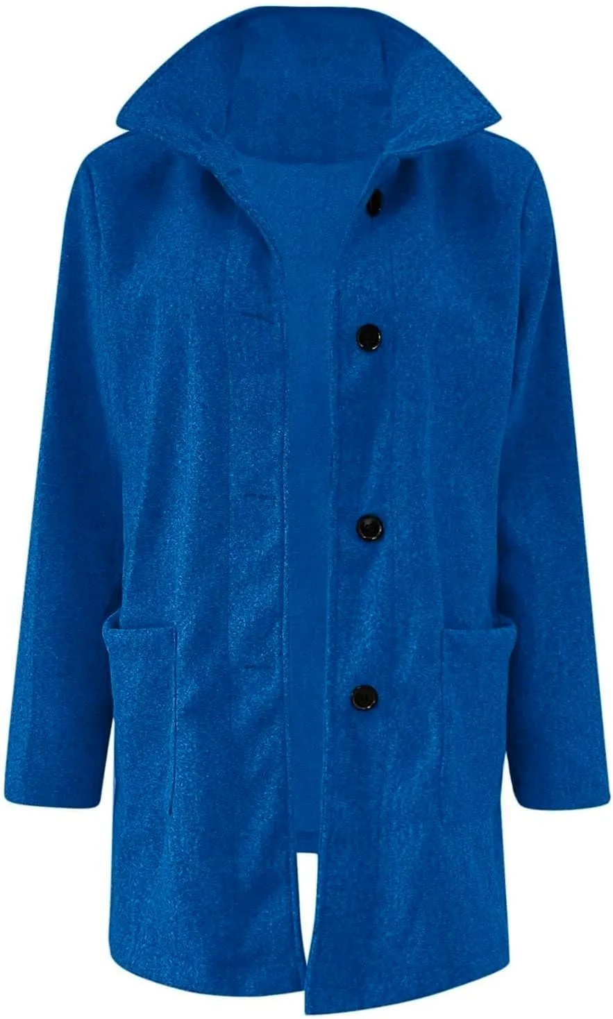 Long Pea Coats for Women Wool Coats Winter Stand Collar Single Breasted Wool Blend Peacoat Thicken Blazer Jacket with Pocktes