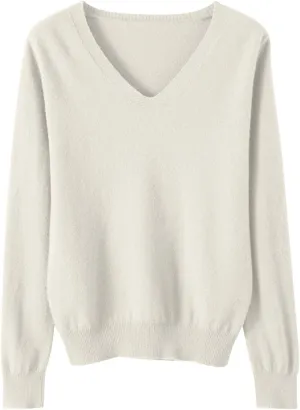Long Sleeve Sweaters for Women Sexy v Neck Lightweight Knitted Sweater Tops Casual Loose Soft Pullover Jumper