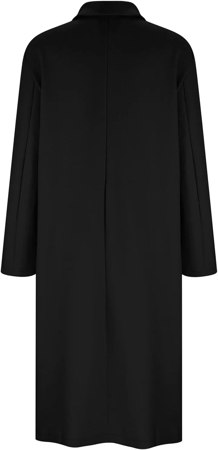 Long Trench Coats for Women Winter Jacket with Pocket Wool Blend Peacoat Notched Lapel Single Coats