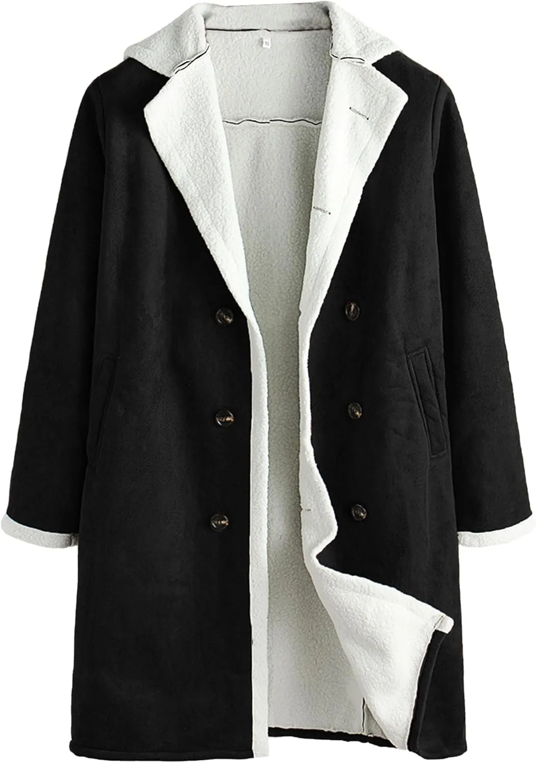 Maiyifu-GJ Mens Sherpa Lined PU Leather Coats Fur Collar Motorcycle Jackets Winter Windbreaker Trench Overcoat