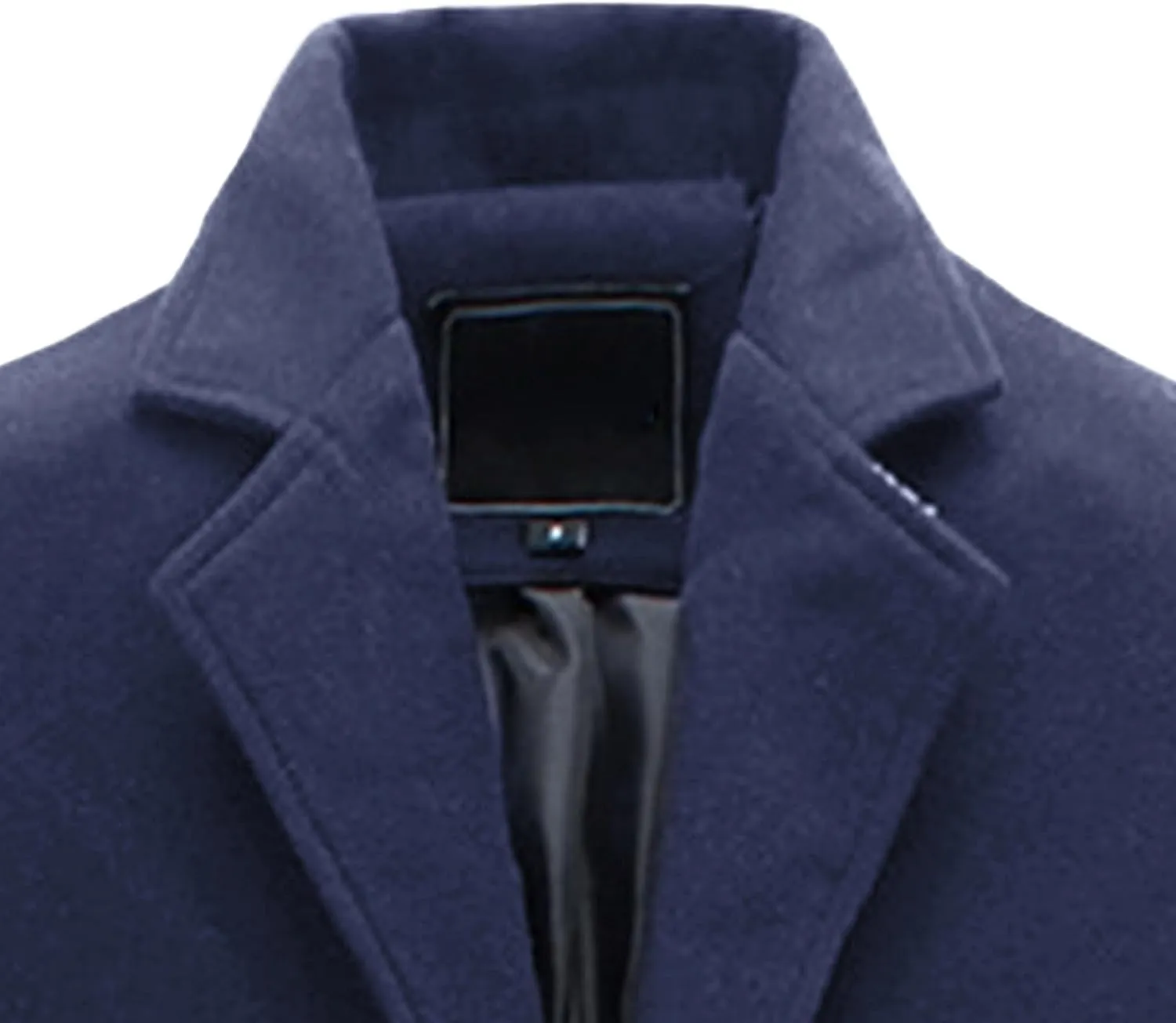 Maiyifu-GJ Mens Slim Fit Long Trench Coat Wool Blend Overcoat Warm Winter Single Breasted Coat Mid-Length Outerwear