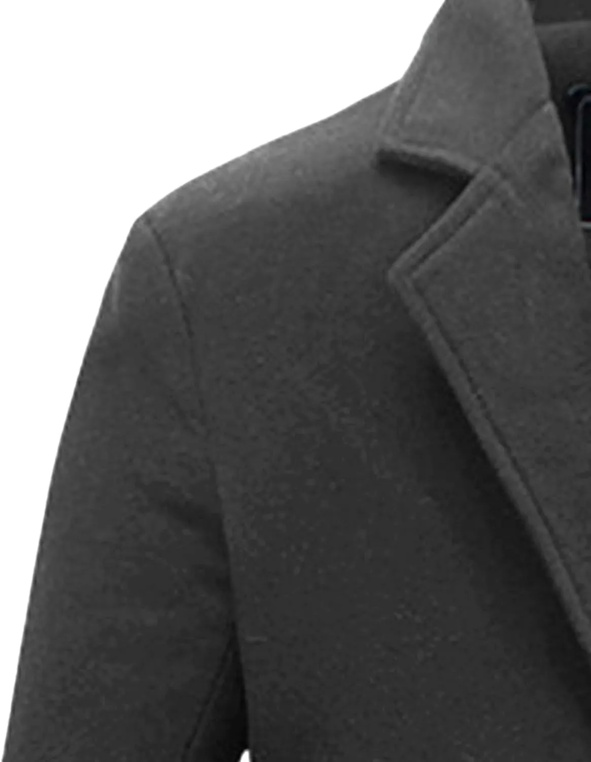 Maiyifu-GJ Mens Slim Fit Long Trench Coat Wool Blend Overcoat Warm Winter Single Breasted Coat Mid-Length Outerwear