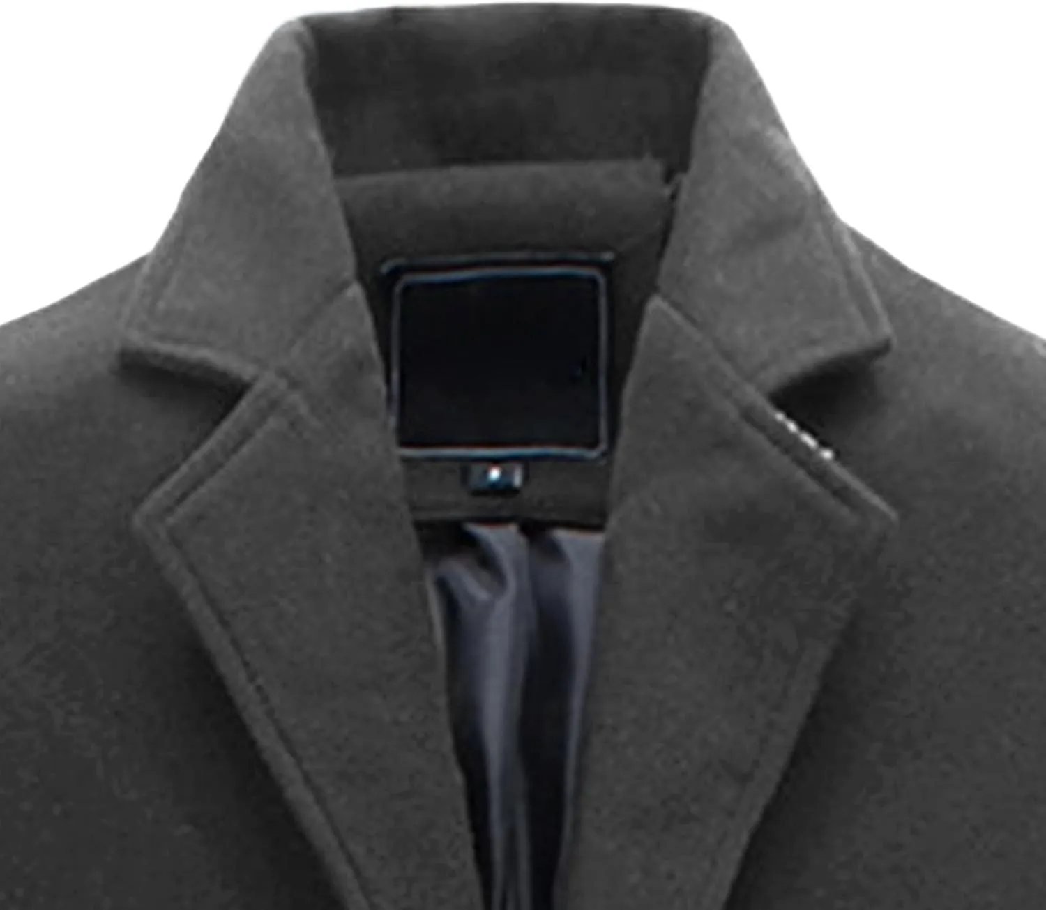 Maiyifu-GJ Mens Slim Fit Long Trench Coat Wool Blend Overcoat Warm Winter Single Breasted Coat Mid-Length Outerwear