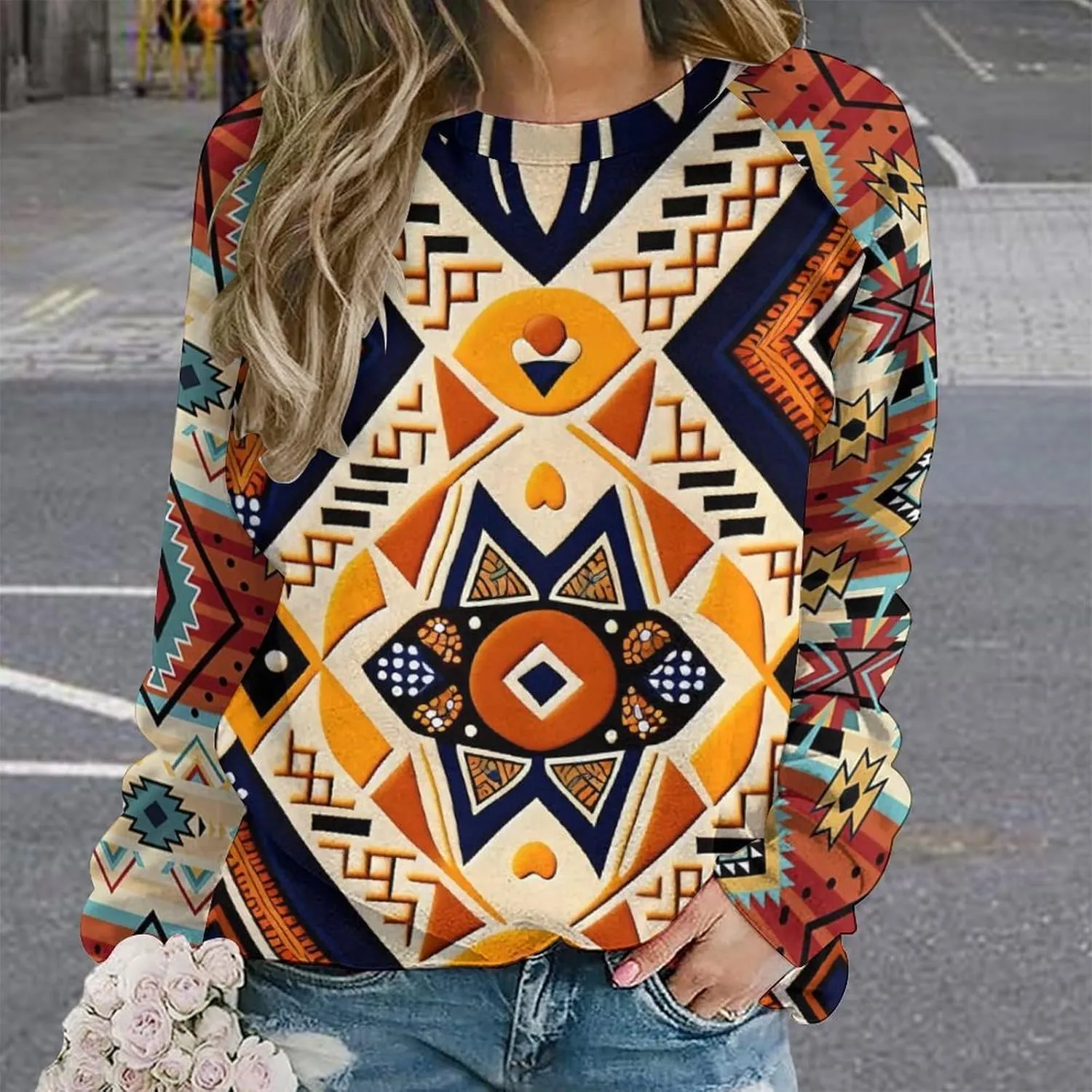 MARSVOVO Plus Size Pullover Sweatshirts For Women Graphic Loose Crewneck Long Sleeve Tops Casual Classic Outgoing Sweatshirt