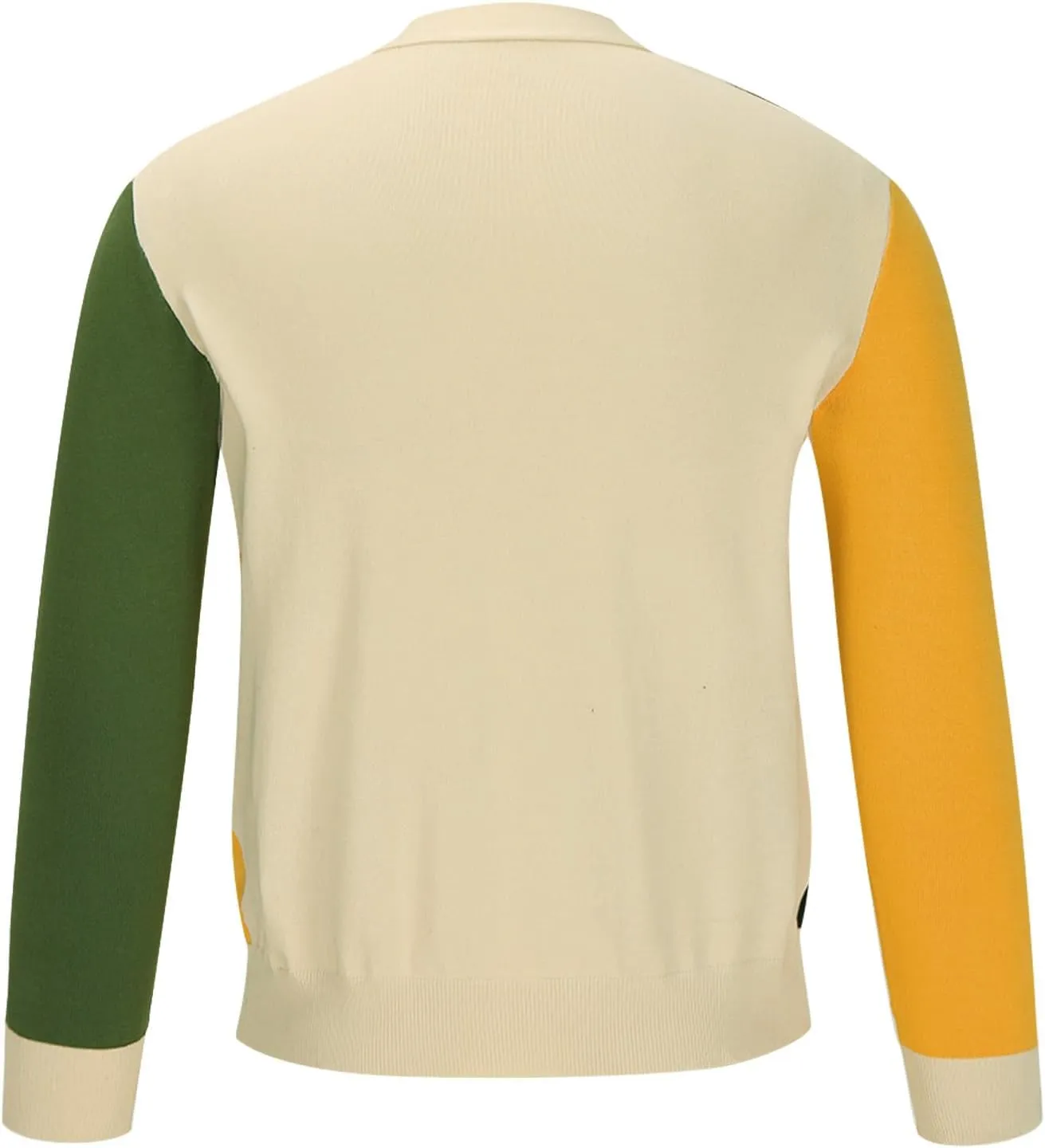 Men Color Block Cardigan Sweaters Long Sleeve V-Neck Slim Fit Casual Buttons Down Ribbed Knitted Sweater with Pockets