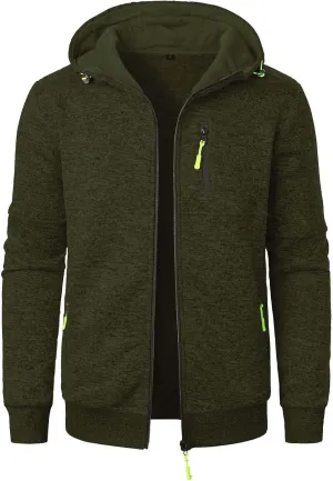 Men Sweatshirt Jacket, Casual Zipper Up Hoodies Jacket 2025 Fall Winter Novelty Outdoor Sport Outwear with Pokets