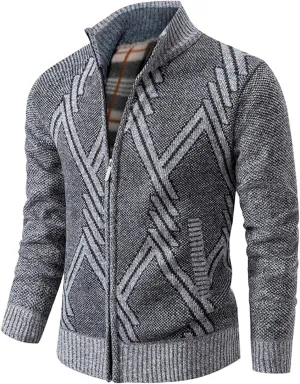 Mens Cardigan, Men's Cardigan Sweaters Casual Full Zip Sweaters Knitted Cardigan Winter Warm Jackets with Pockets