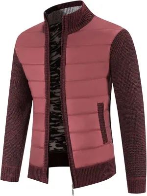 Mens Cardigan, Men's Cardigan Sweaters Knit Zipper Casual Slim Fit Stand Collar with Full Zip and Pockets