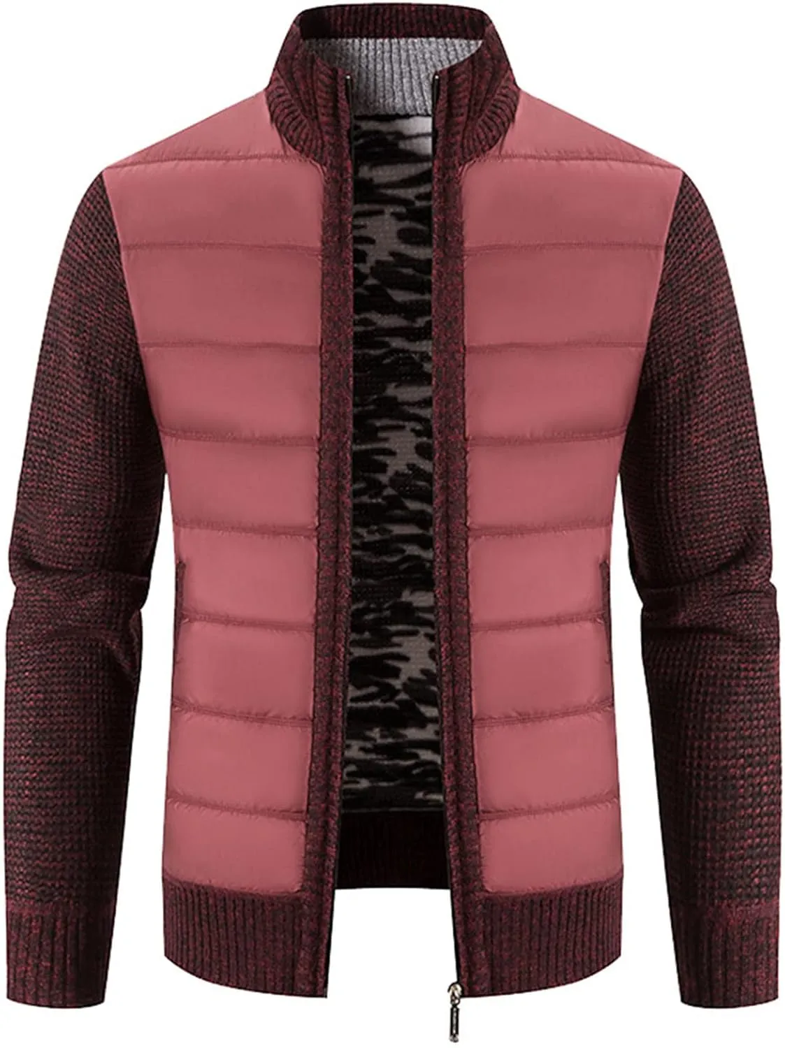 Mens Cardigan, Men's Cardigan Sweaters Knit Zipper Casual Slim Fit Stand Collar with Full Zip and Pockets