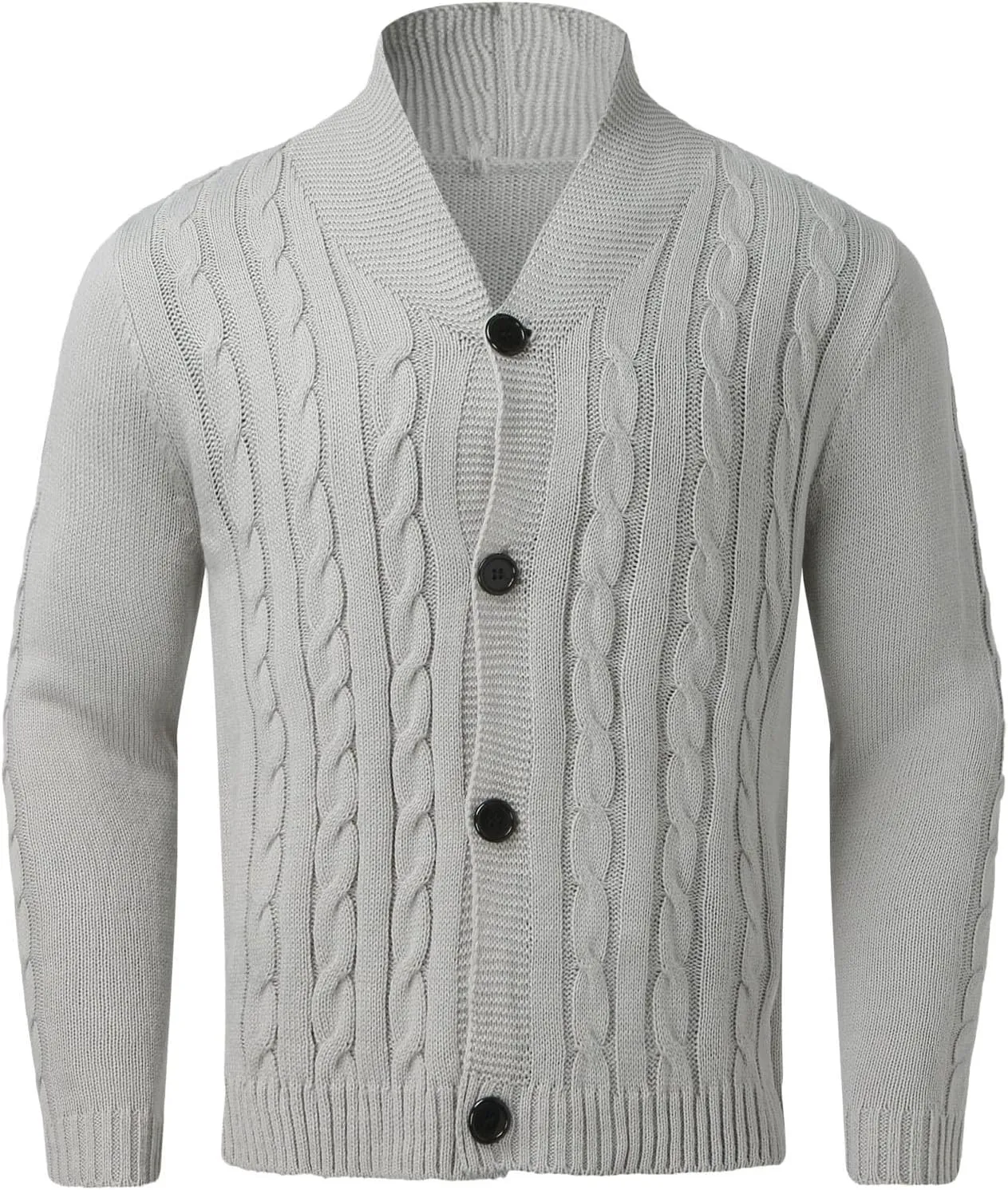 Men's Cardigan Sweater Button Down Long Sleeve Pullover Solid Color Knitted Hooded Casual Loose Knitwear with Pockets