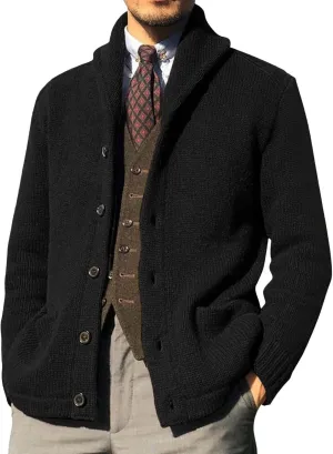Men's Cardigan Sweater Long Sleeve Wool Blend Casual V Neck Button Down Knitted Sweater with Pockets