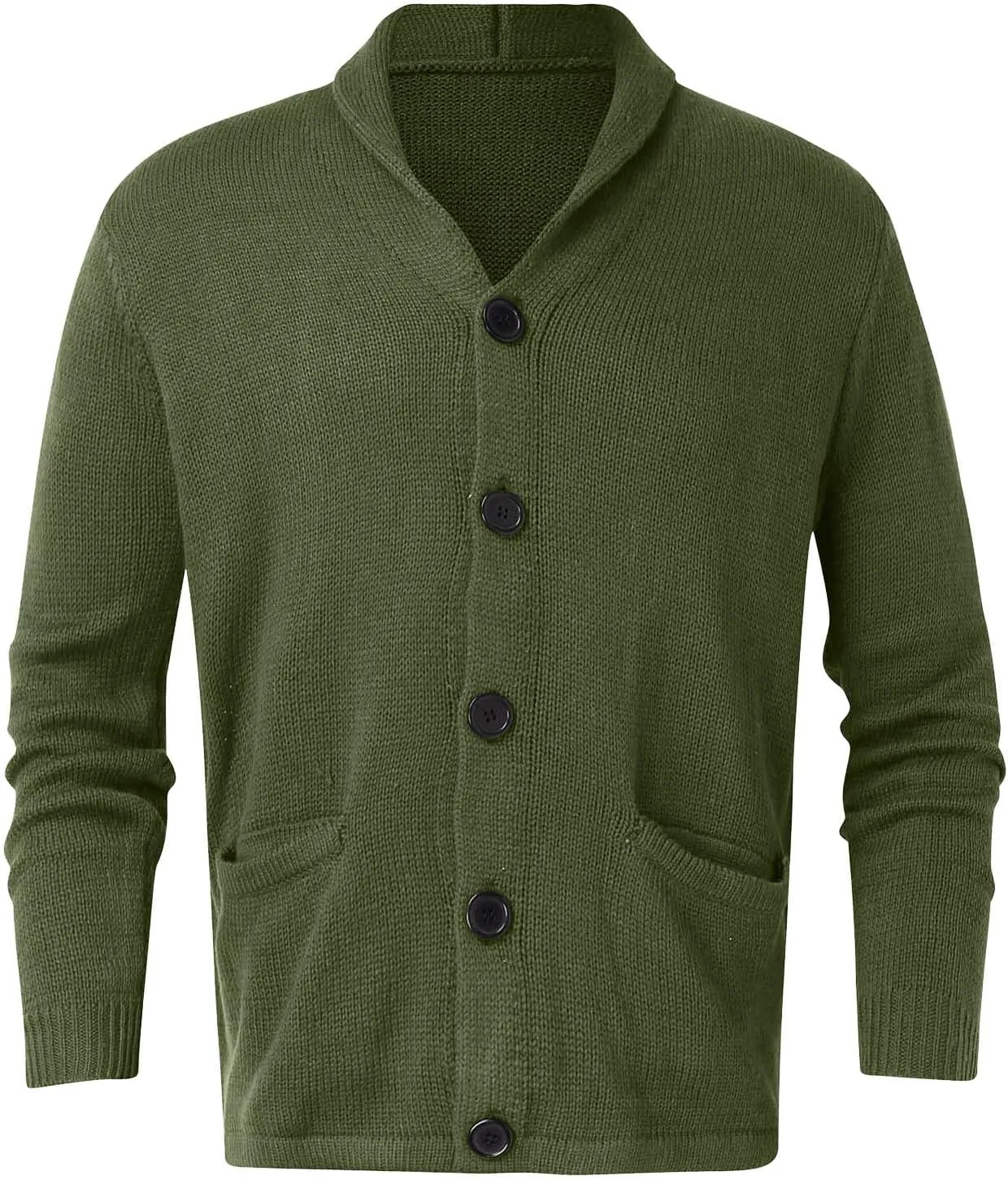 Men's Cardigan Sweater Long Sleeve Wool Blend Casual V Neck Button Down Knitted Sweater with Pockets