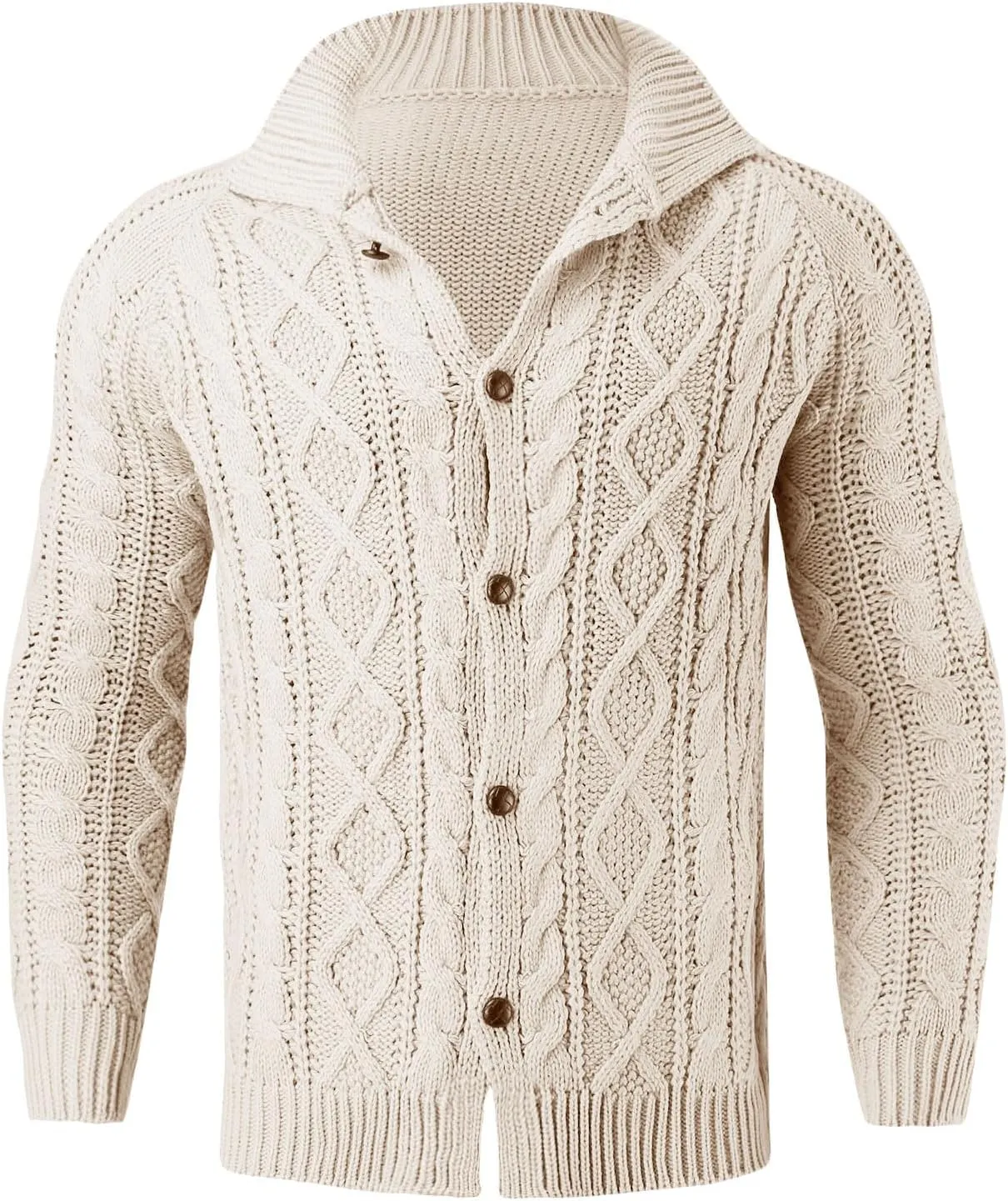 Men's Cardigan Sweater Stand Collar Button Down Pullover Long Sleeve Twist Textured Knitwear Solid Color Fall Sweater