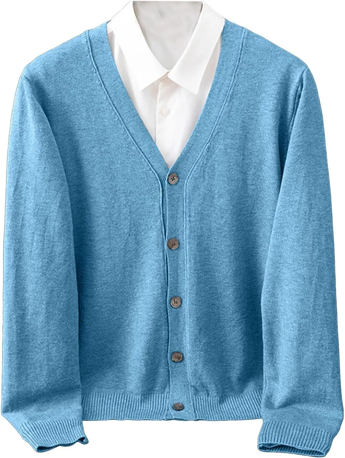 Men's Cardigan Sweaters Knitted V Neck Regular Fit Jacket Button Down Fleece Lined Winter Warm Coat with Pocket