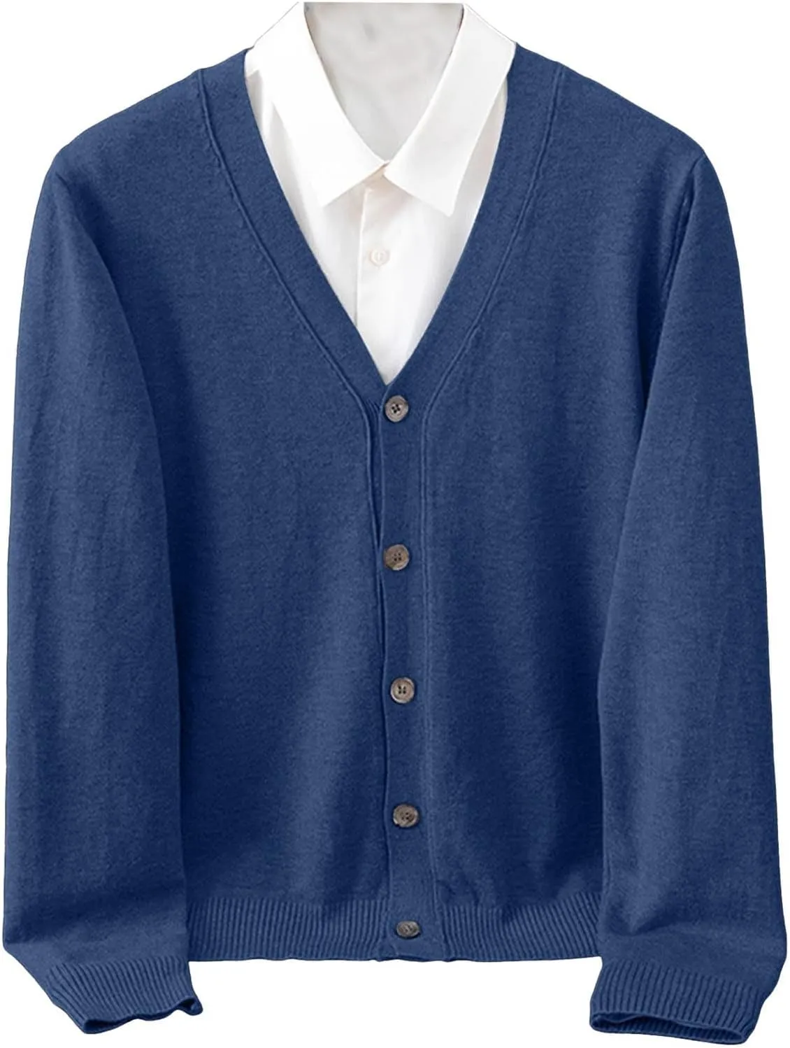 Men's Cardigan Sweaters Knitted V Neck Regular Fit Jacket Button Down Fleece Lined Winter Warm Coat with Pocket