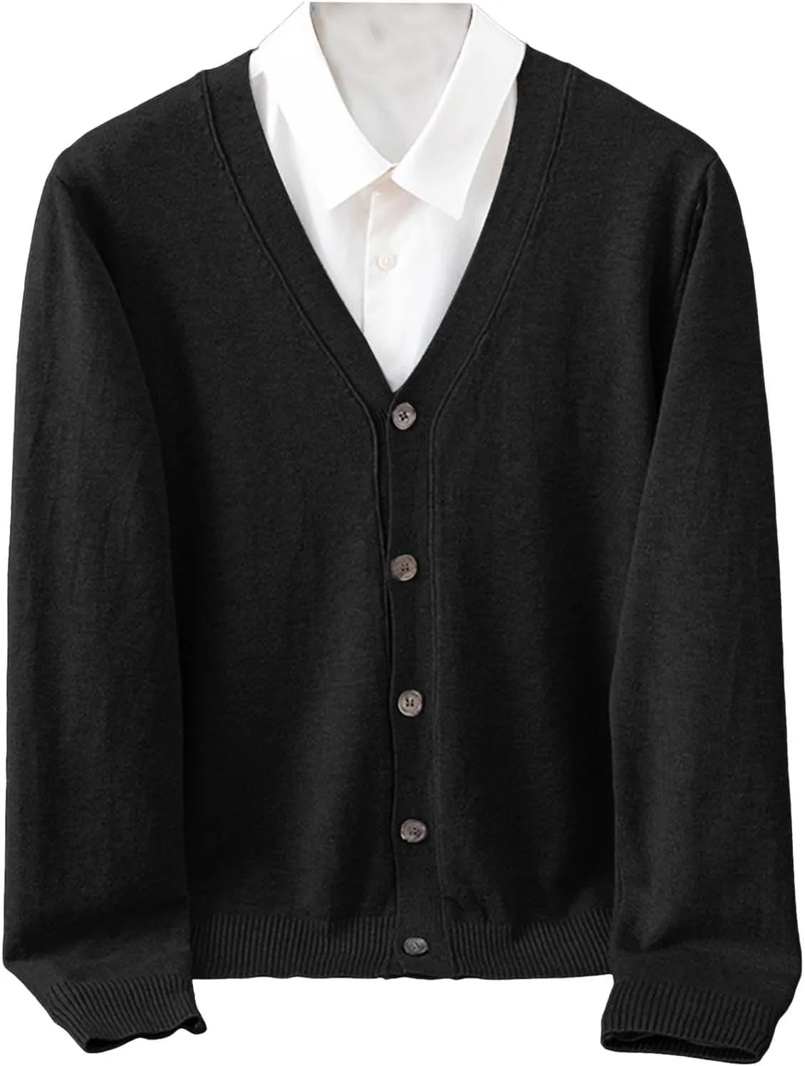 Men's Cardigan Sweaters Knitted V Neck Regular Fit Jacket Button Down Fleece Lined Winter Warm Coat with Pocket