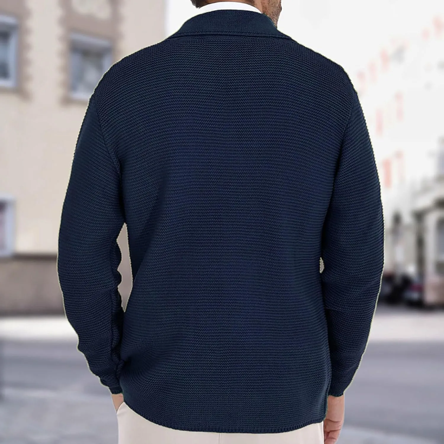 Men's Cardigan Sweaters with 4 Button Lightweight Casual V Neck Long Sleeve Slim Fit Knitted Sweater with Pockets