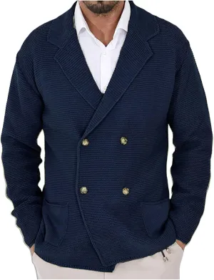 Men's Cardigan Sweaters with 4 Button Lightweight Casual V Neck Long Sleeve Slim Fit Knitted Sweater with Pockets