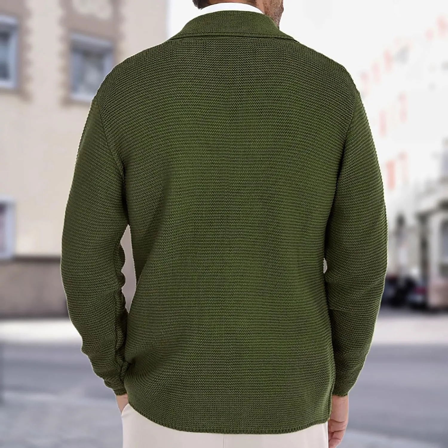 Men's Cardigan Sweaters with 4 Button Lightweight Casual V Neck Long Sleeve Slim Fit Knitted Sweater with Pockets