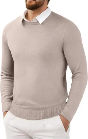 Men's Cashmere Sweater O-Neck Pullovers Knit Sweater Tops Long Sleeve Jumpers Casual Vintage Solid Cardigan Pullover