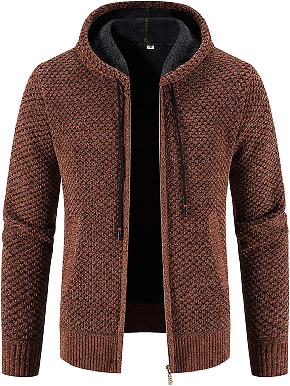 Men's Casual Stand Collar Cardigan Button Down Cable Thick Knitted Full Zip Sweater with Pattern