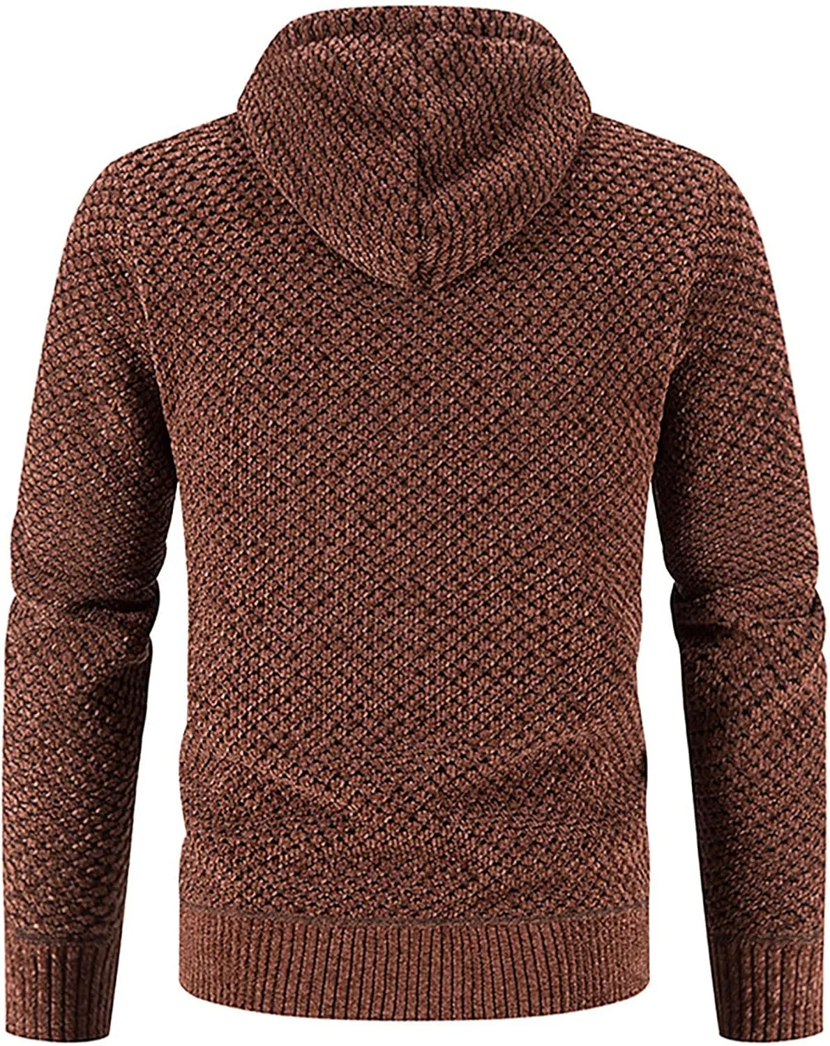Men's Casual Stand Collar Cardigan Button Down Cable Thick Knitted Full Zip Sweater with Pattern