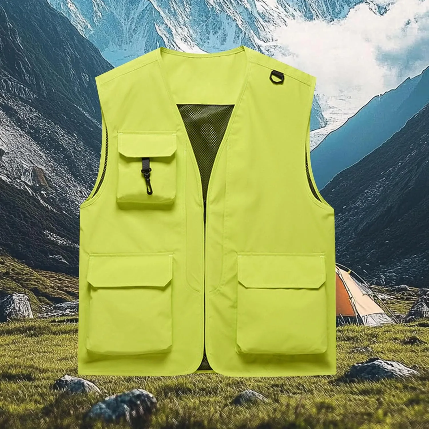 Men's Casual Travel Cargo Vest Outdoor Fishing Work Safari Waistcoat Sleeveless Utility Multi Pockets Hiking Jackets