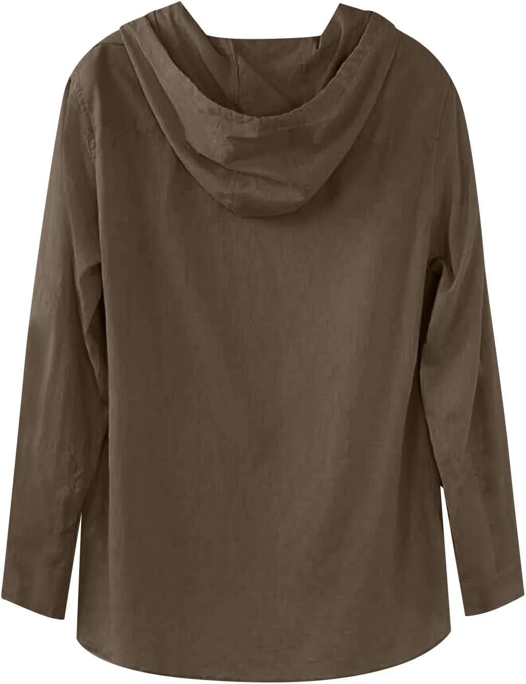 Mens Cotton Linen Hoodie,Long Sleeve Lightweight Breathable Hooded Button Down Shirt Spring Fall Casual Top