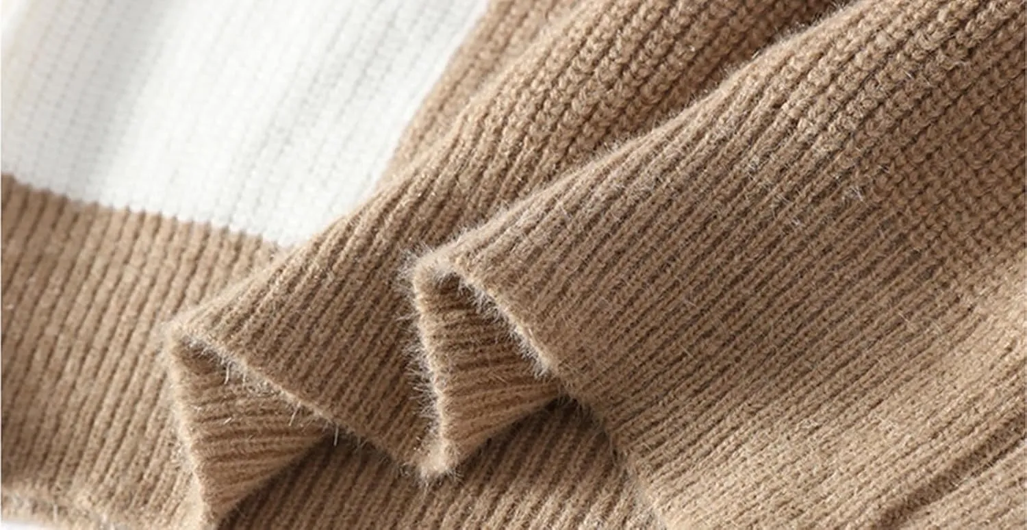 Mens Crew Neck Sweaters Long Sleeve Fashion Knitted Crewneck Striped Pullover Sweater Soft Sweater Mens