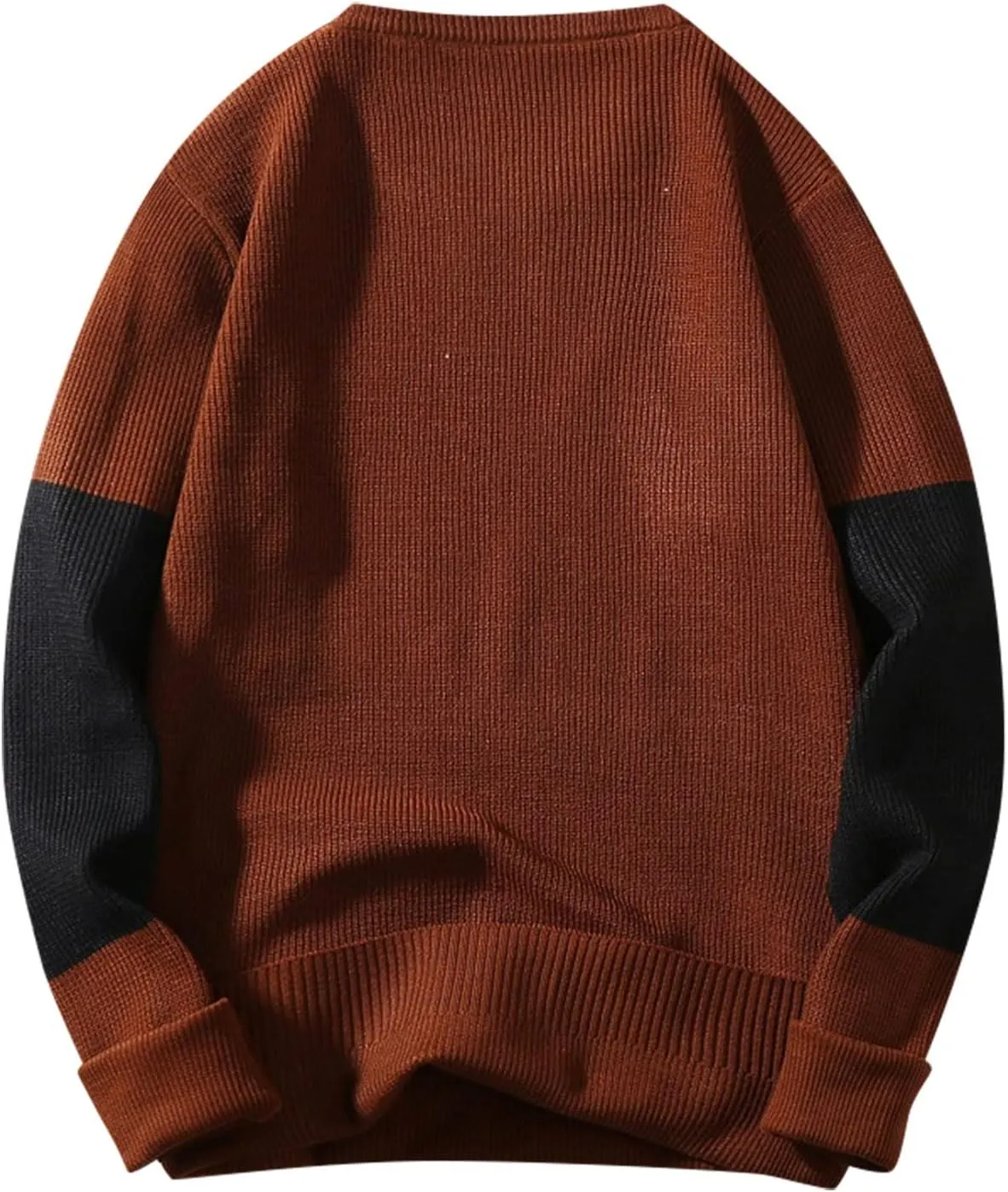 Mens Crewneck Oversized Sweaters Long Sleeve Patchwork Knit Jumper Pullover Stretchy Autumn Fashion Blouse T Shirts